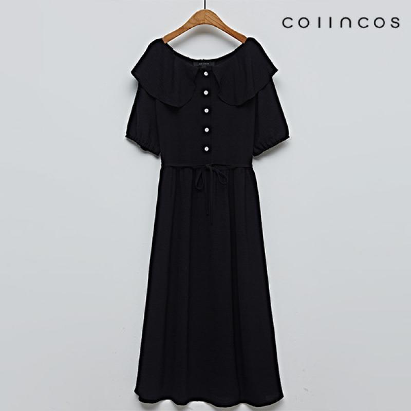 코인코즈 세일러 카라 허리 끈 반팔 롱 원피스 IY3MO5030