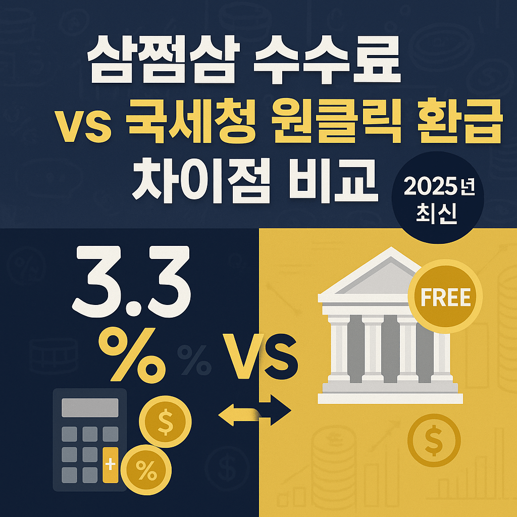 삼쩜삼 수수료 vs 국세청 원클릭 환급 차이점 비교 (2025년 최신)