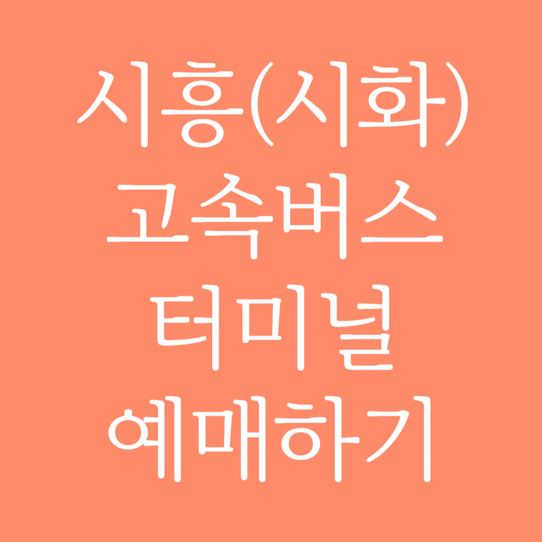 시흥(시화) 실시간 고속버스터미널 시간표 조회 및 예매하기