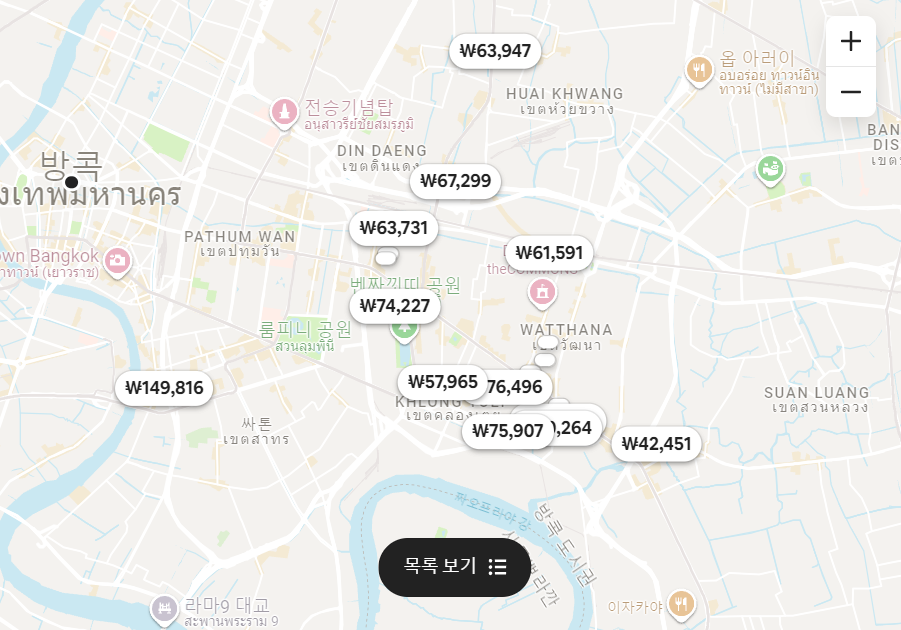 에어비앤비 지도 표시 리스트