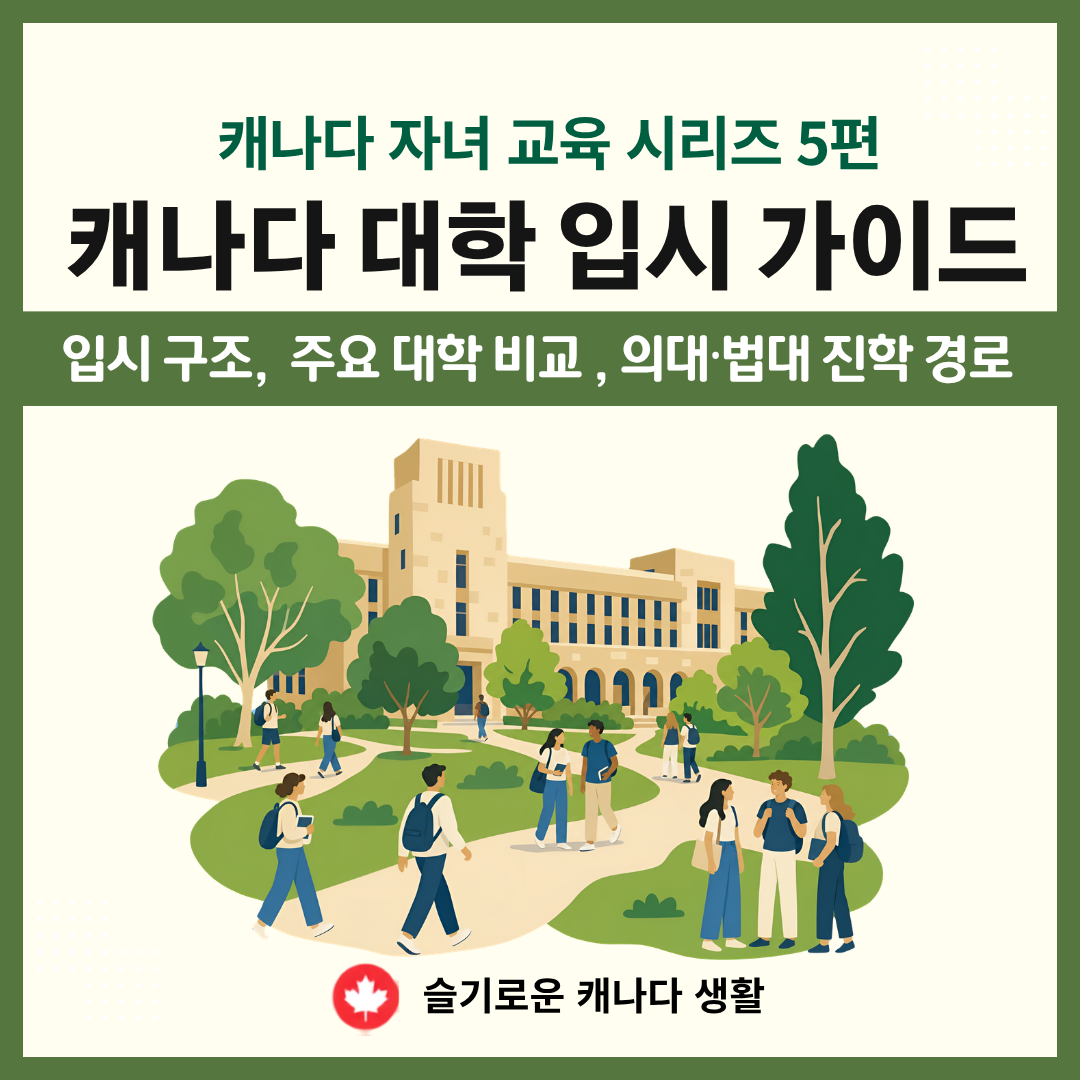 캐나다 자녀 교육 시리즈 5편 - 캐나다 대학 진학 완전 가이드 입시 구조 &middot; 주요 대학 비교 &middot; 의대&middot;법대 &middot; 부모 역할