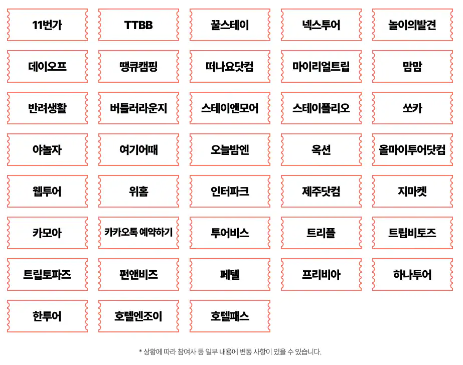 숙박할인권 발급 가능 온라인 여행사 안내