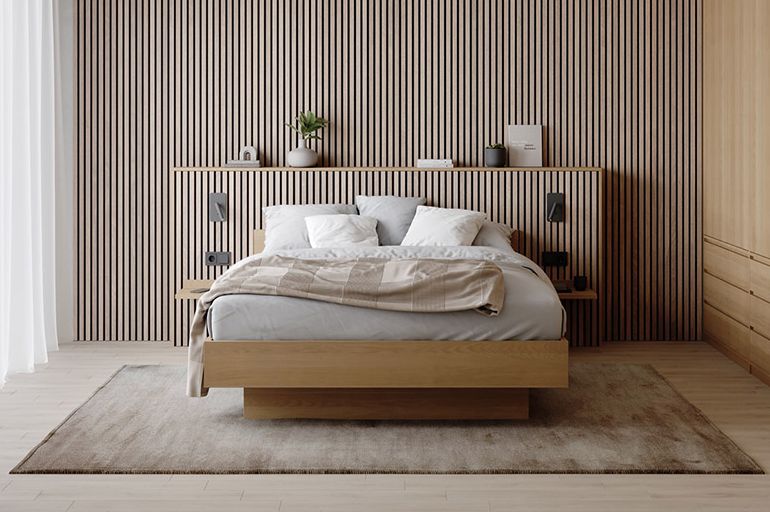 템파보드로 벽면을 활용한 침실 공간