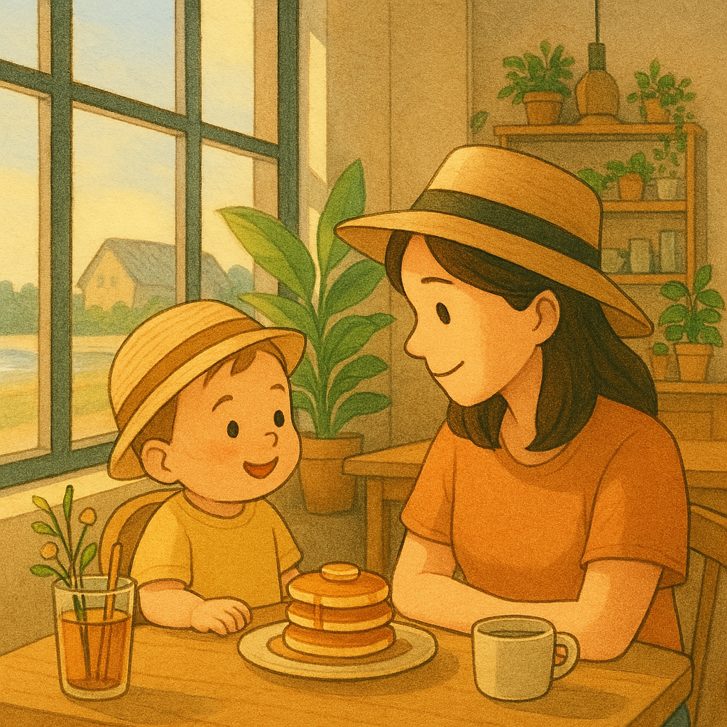 카페에 있는 엄마와 아기 일러스트(출처: 챗GPT)