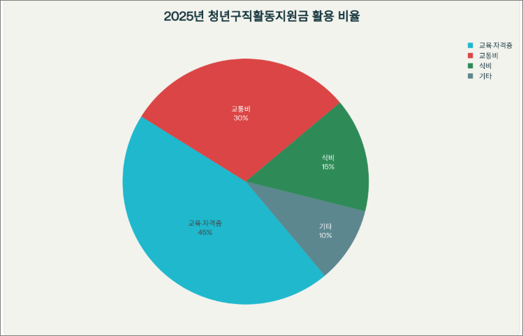 청년구직활동지원금의 활용 분야 비율 그래프