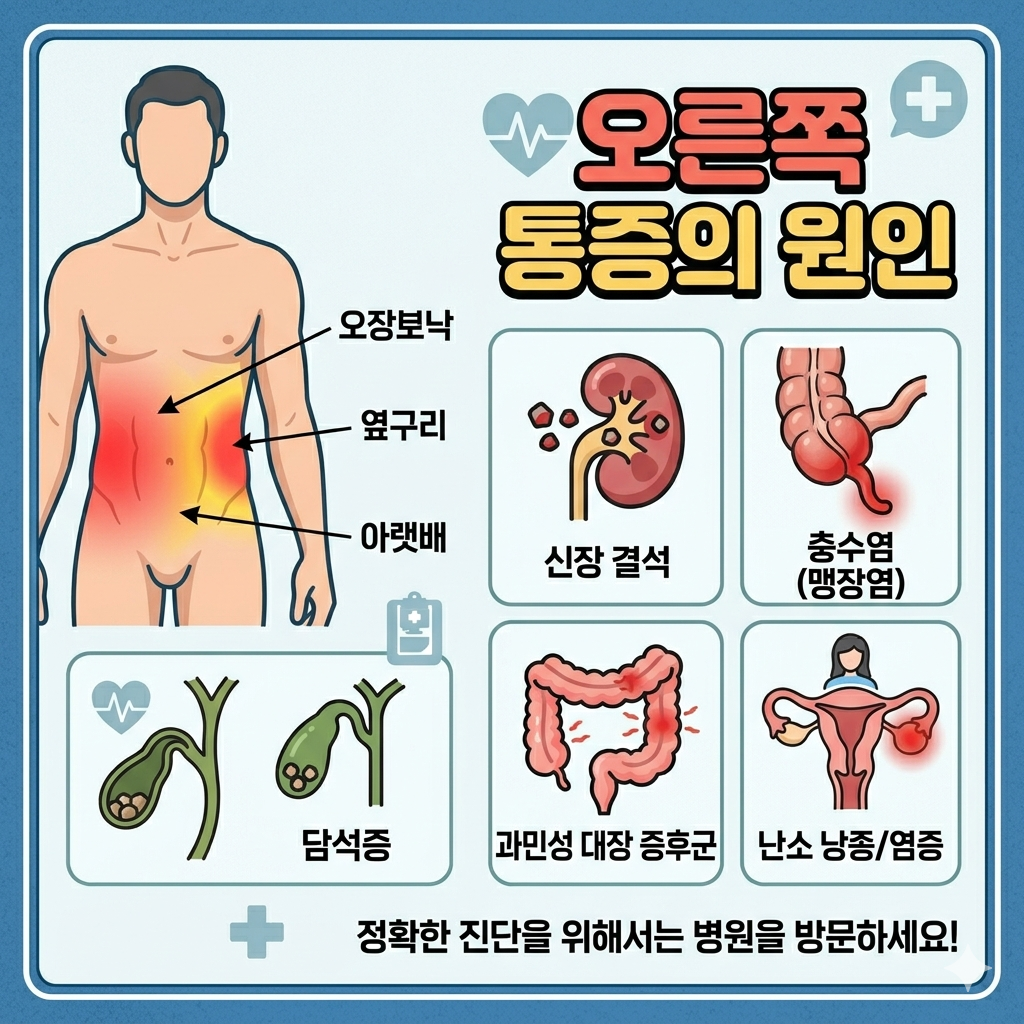 오른쪽 옆구리·아랫배 통증 함께 있다면 의심 질환은?