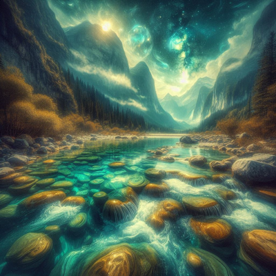 푸른 물이 흐르는 강과 산들이 어우러진 풍경입니다.