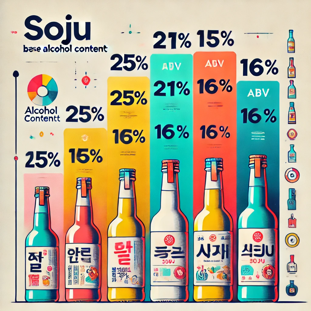 소주 도수 순위, 칼로리, 소주1병 용량