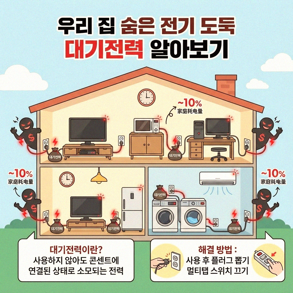 우리 집 전기 절약의 비밀 가전제품 대기전력 차단 방법