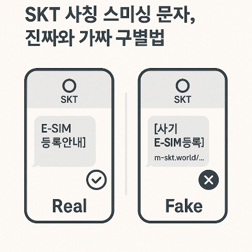 스미싱 문자, SKT 사칭, 문자 해킹, 피싱 링크, 통신사 보안