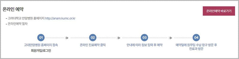 고대 안암병원 온라인 예약