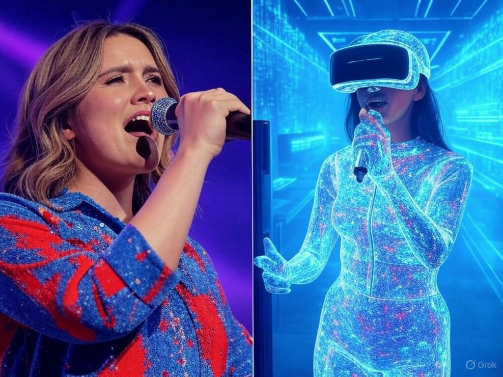 "리얼 가수와 가상 가수 배경 이미지