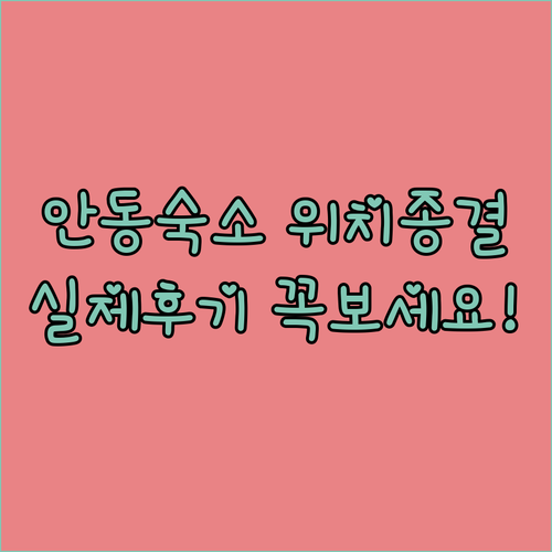 안동 시내 숙소 추천 위치별 장점과 ..