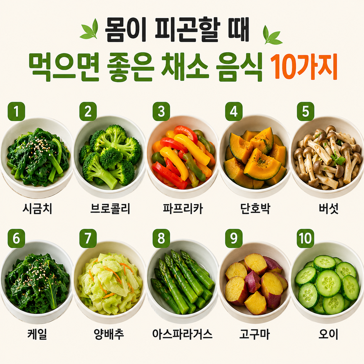 몸이 피곤할 때 먹으면 좋은 채소