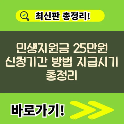 민생지원금 25만원 신청기간 방법 지급시기 총정리