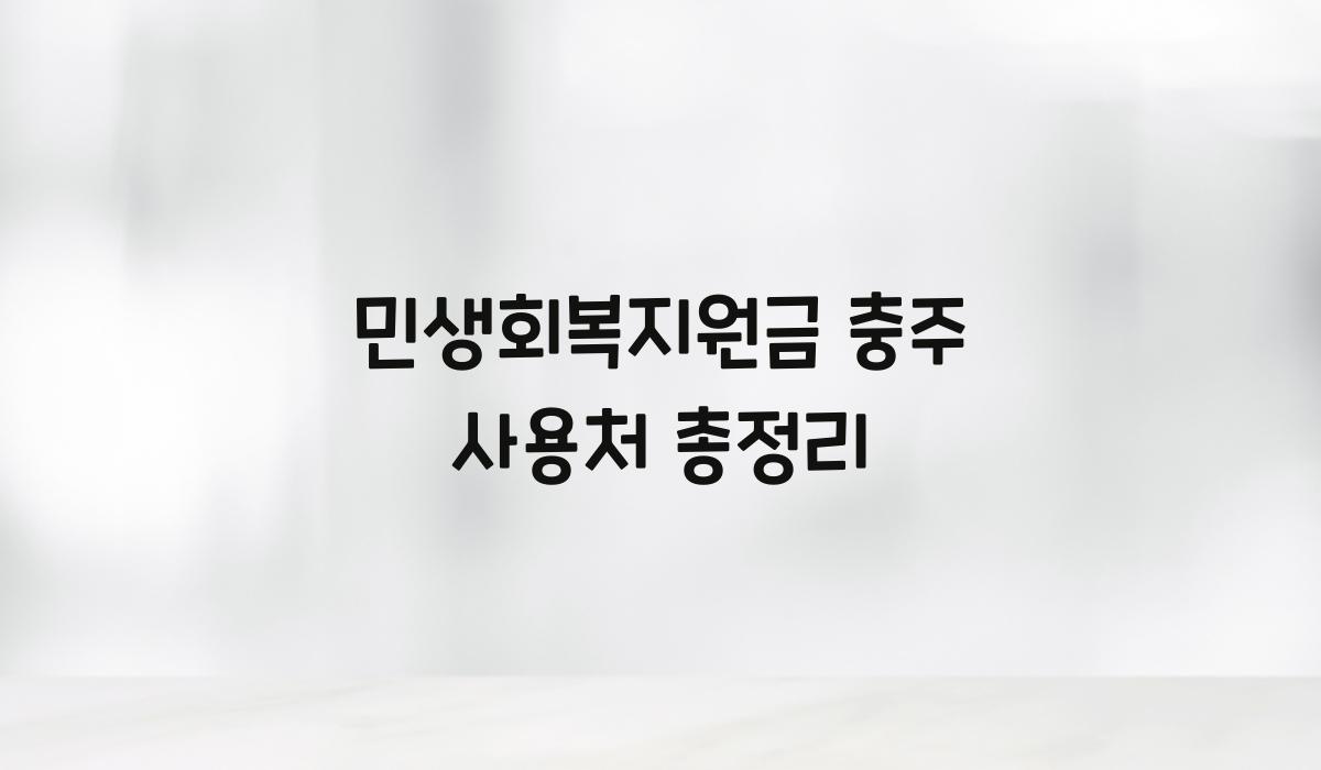 민생회복지원금 충주 사용처 총정리