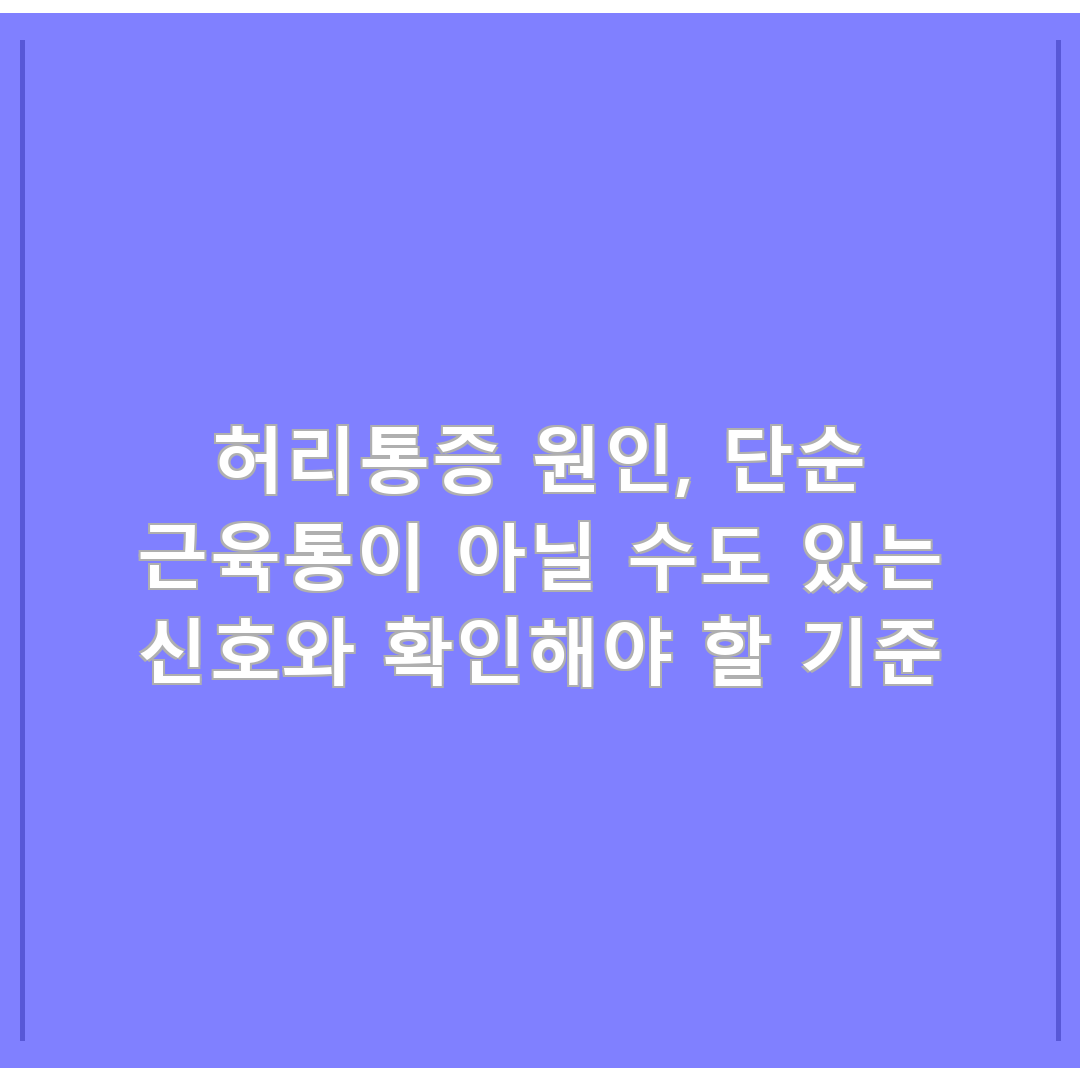 허리통증 원인, 단순 근육통이 아닐 수도 있는 신호와 확인해야 할 기준