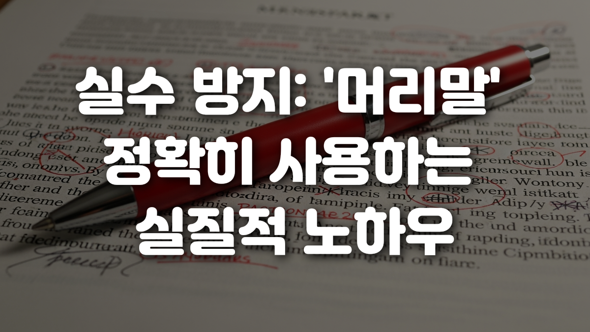 실수 방지 머리말 정확히 사용하는 실질적 노하우