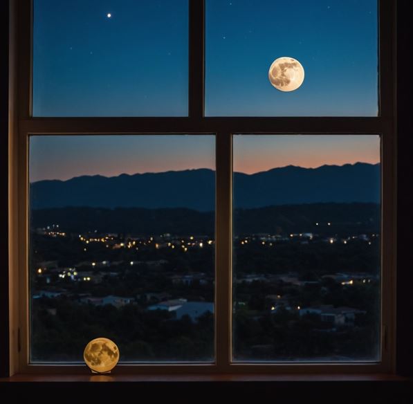 창가에 달빛이 은은하게 들어오는 모습