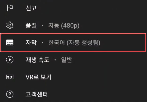 자막 실행 버튼