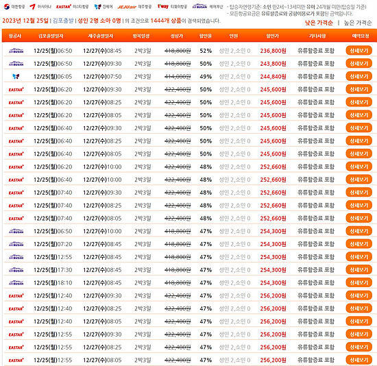 제주속으로 항공권 한눈에 보기 