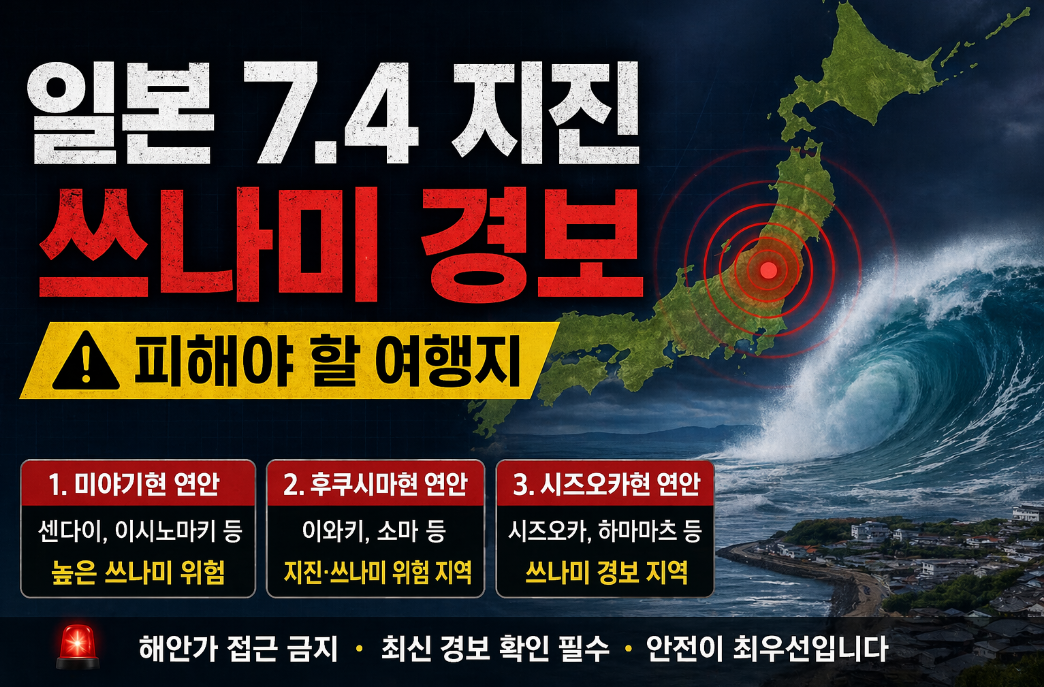일본 7.4 지진 쓰나미 경보, 지금 당장 피해야 할 여행지 총정리