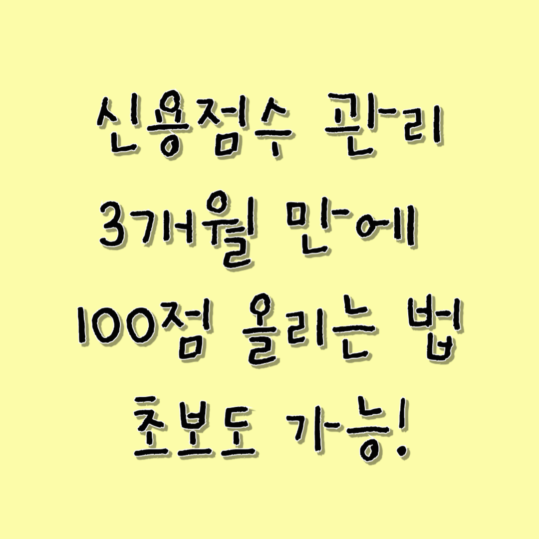 신용점수관리 3개월 만에 100점 올리는 법 초보도 가능!