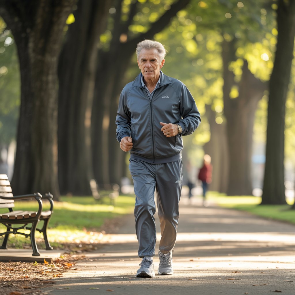 빠르게 걷기 운동하고 있는 노인 모습