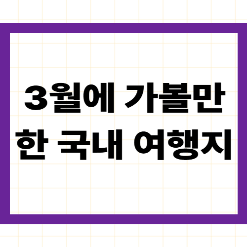 🌿 3월에 가볼만한 국내 여행지 2026 —
봄꽃 축제·미식·드라이브까지
지역별 BEST 코스 총정리