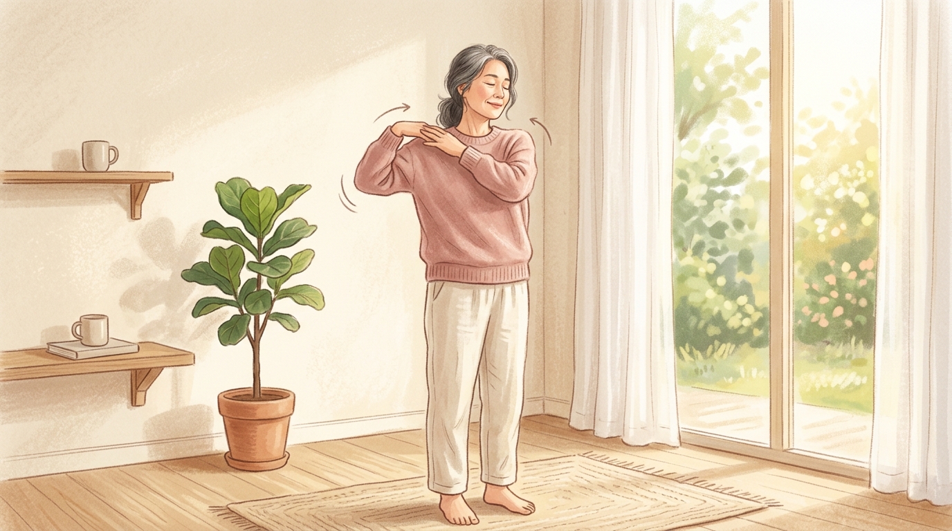 굳은 어깨를 풀어주는 순간