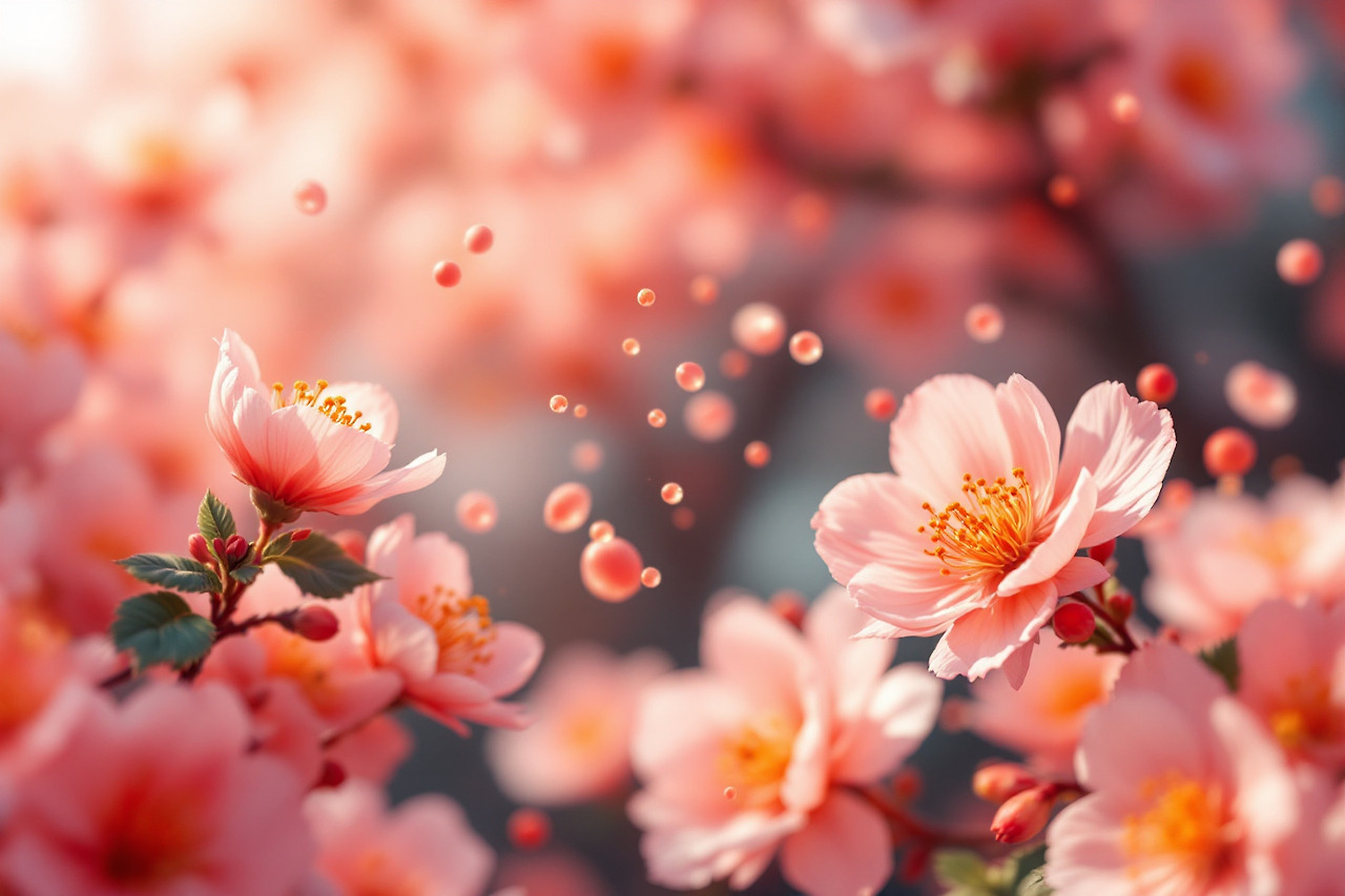 봄철 꽃가루가 날리는 모습