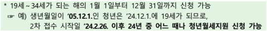 청년 월세 지원 신청방법 조건 필요서류 총정리에서 연령 조건의 예시 설명 글 캡처