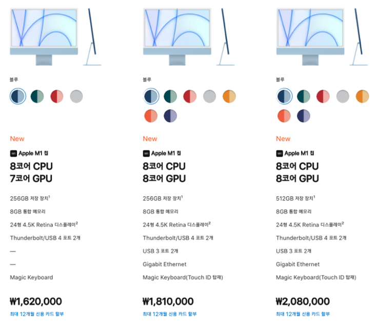 m1아이맥사양별가격표
