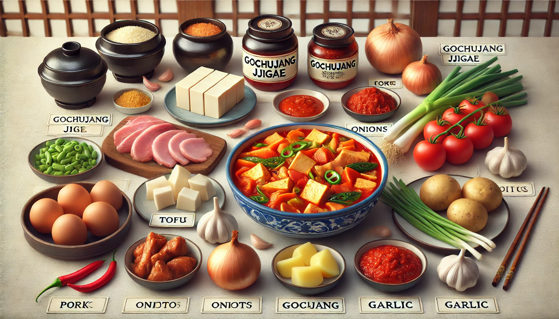 맛과 영양이 풍부한 한국 전통 음식 고추장 찌개