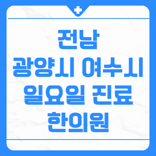 전남 광양시 여수시 일요일 진료 한의원