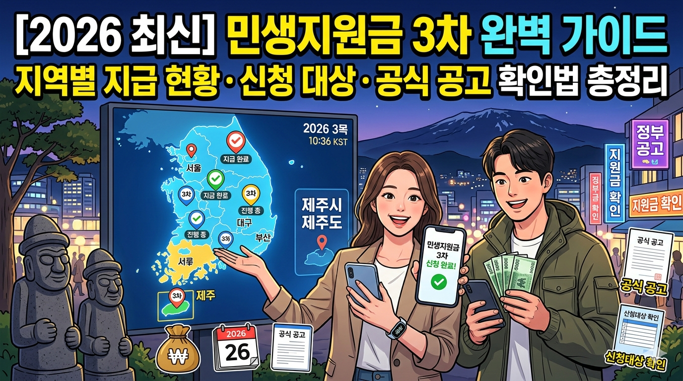 [2026 최신] 민생지원금 3차 완벽 가이드: 지역별 지급 현황&middot;신청 대상&middot;공식 공고 확인법 총정리 관련 이미지
