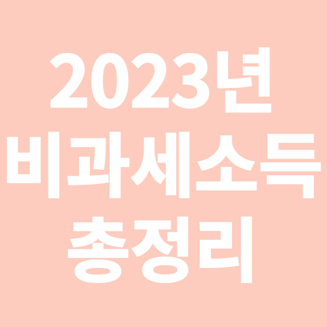 2023년 비과세소득 총정리
