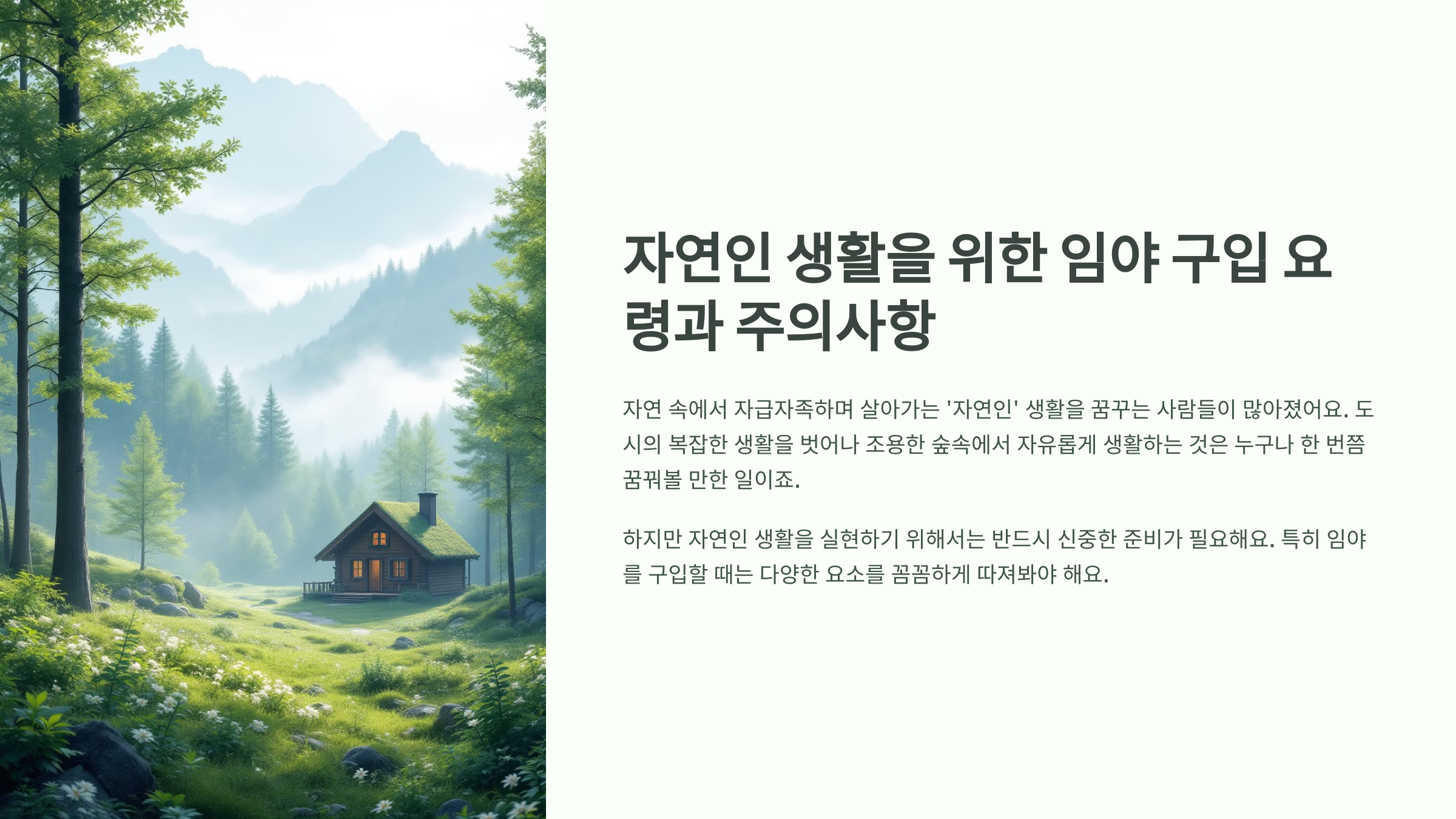 자연인 생활을 위한 임야 구입 요령