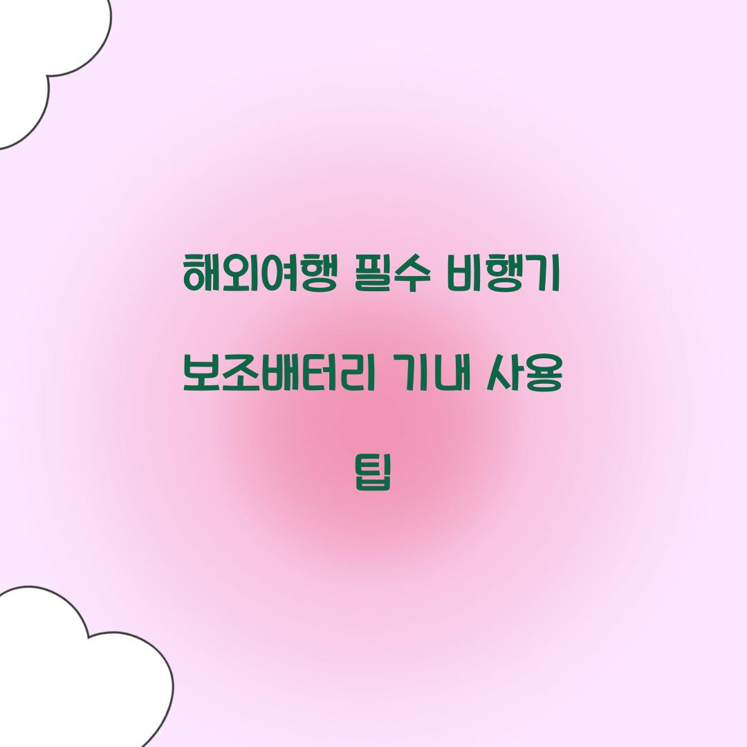 해외여행 필수! 비행기 보조배터리 준비 가이드