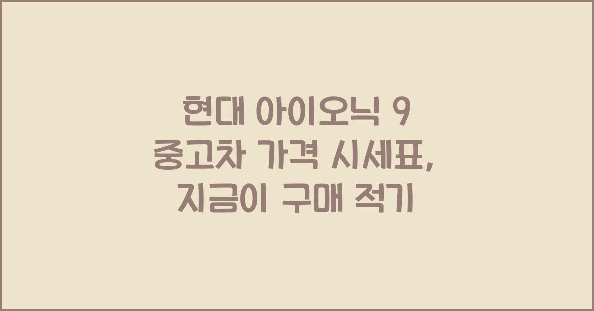 현대 아이오닉 9 중고차 가격 시세표