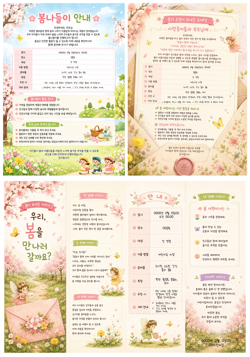 봄나들이 안내문 양식 미리보기