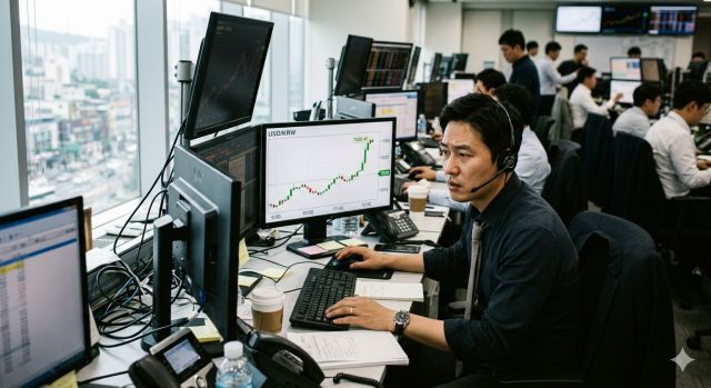 환율 1520원 근접 상황에서 달러 투자 여부를 고민하는 투자자 모습