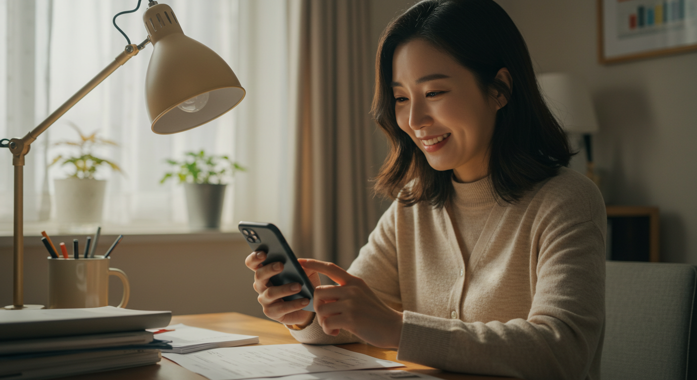 민생회복지원금 2차 신청하는 여성 사진