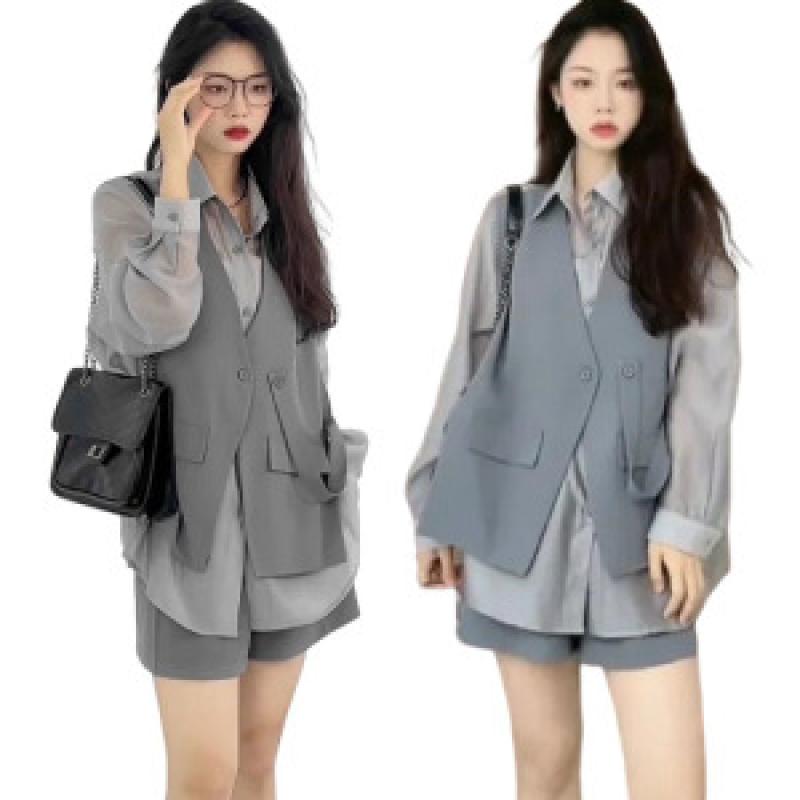 여성 가을 간절기 정장 세트 자켓 반바지 세트