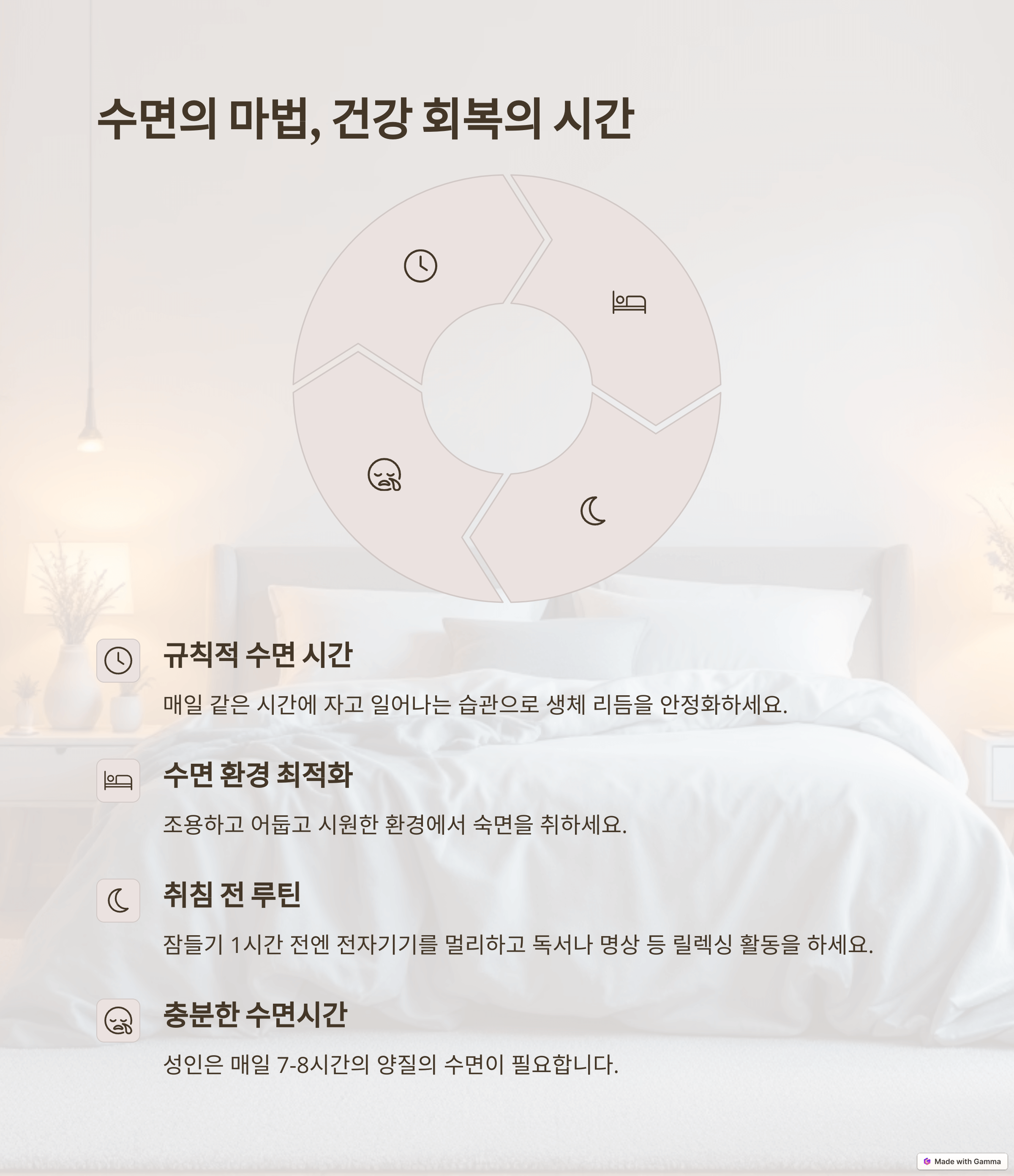 충분한 수면: 몸과 마음의 회복 시간