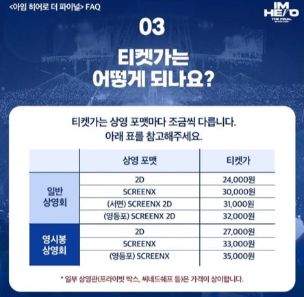 임영웅 영화 아임 히어로 더 파이널 예매 방법 가격