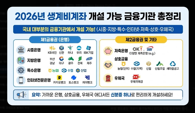 생계비통장 개설 조건 및 필요서류 [2026년 기준] 신청 자격 확인 및 준비물 3가지