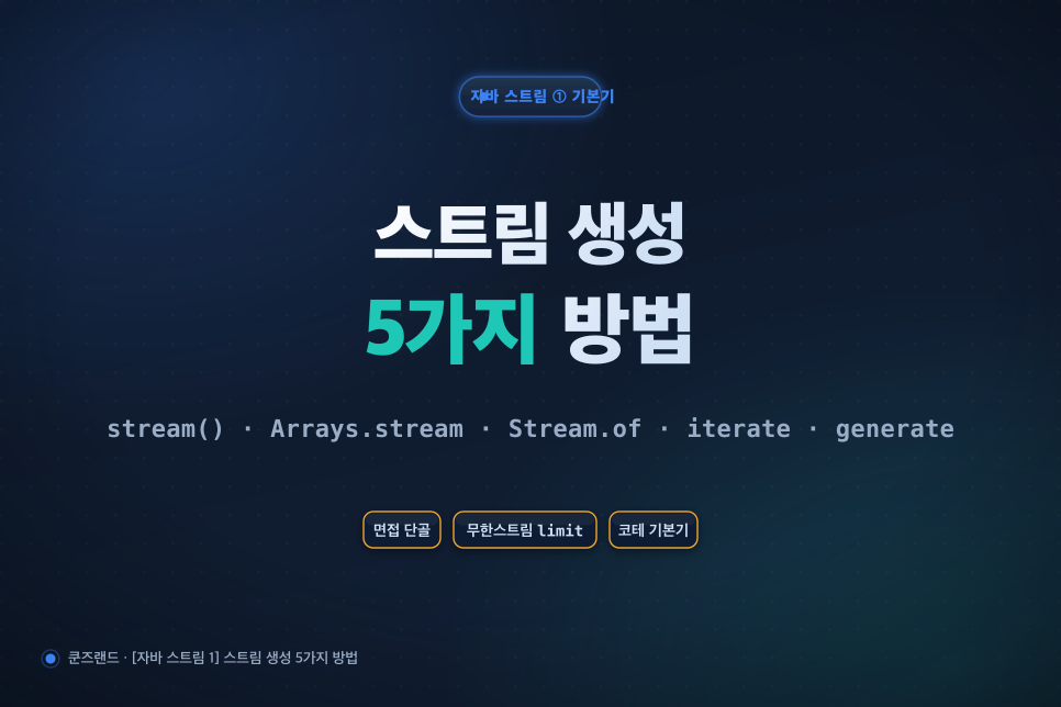 자바 스트림 생성 5가지 방법 stream Arrays of iterate generate