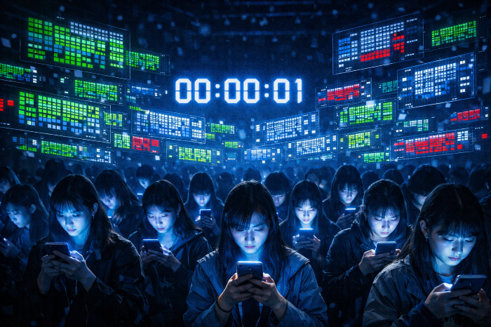 일본 아티스트 내한 공연의 치열한 티켓팅 현황과 디지털 데이터 시각화.