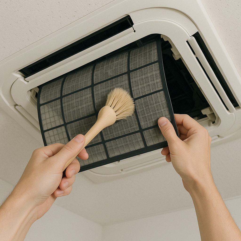 천장형 에어컨 필터 청소 관련 사진